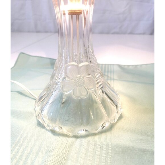 1940s-50s Frosted Glass Floral Lamp Dogwood Flower Base Art Deco Revival - Picture 9 of 13